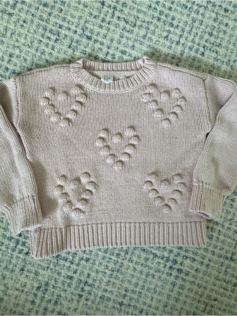 Gap Pink Cotton Heart Metallic Sweater - size small (6/7)